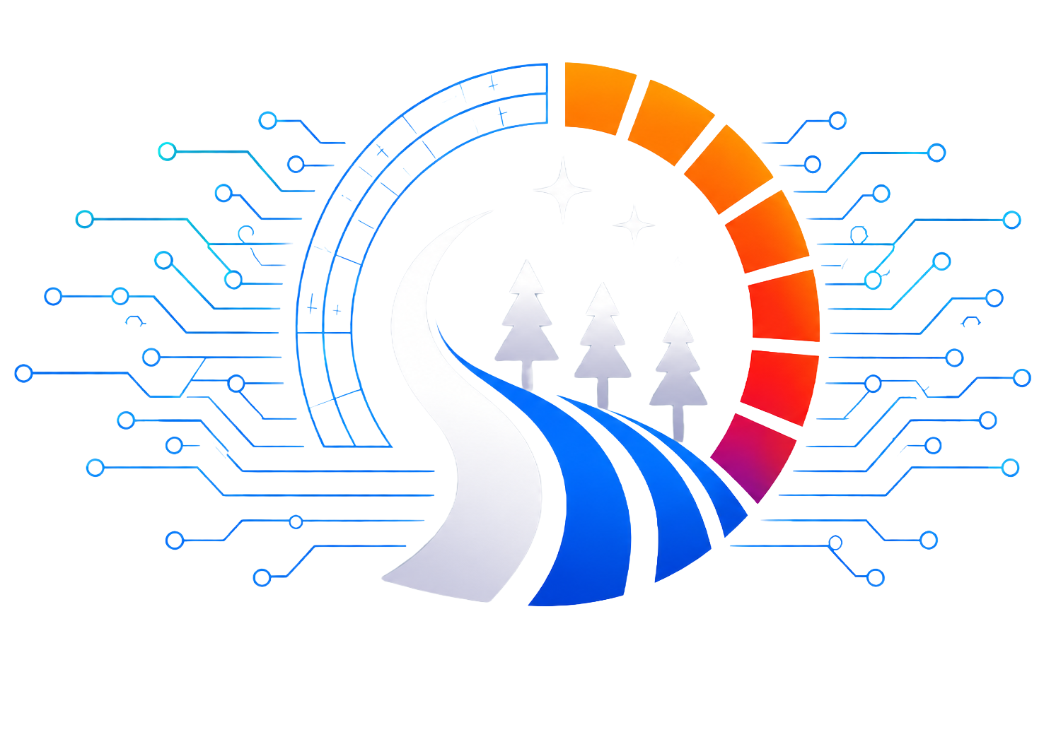 TSNET ONE emblem — circuit ring with road through trees